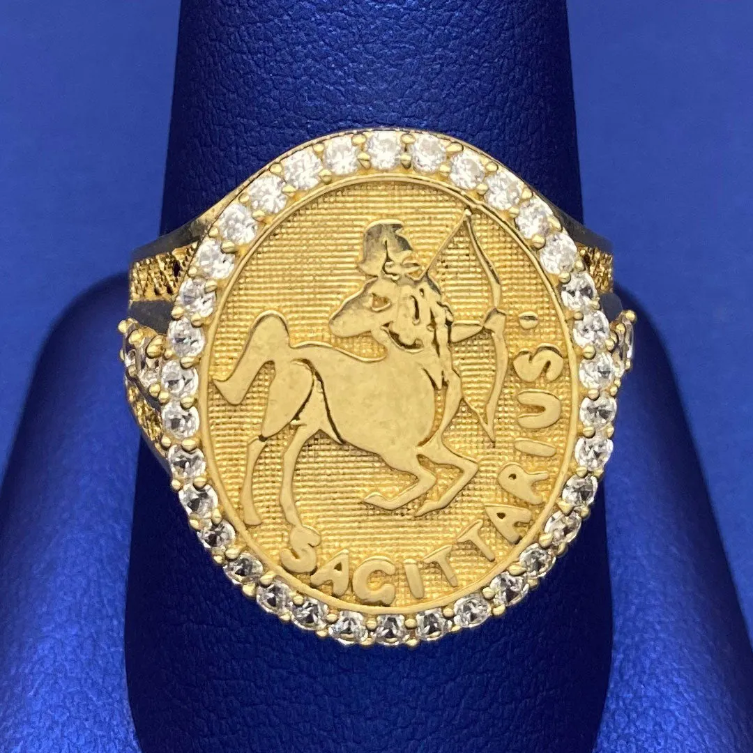 10k CZ Horoscope Zodiac Oval Ring - SAGITTARIUS