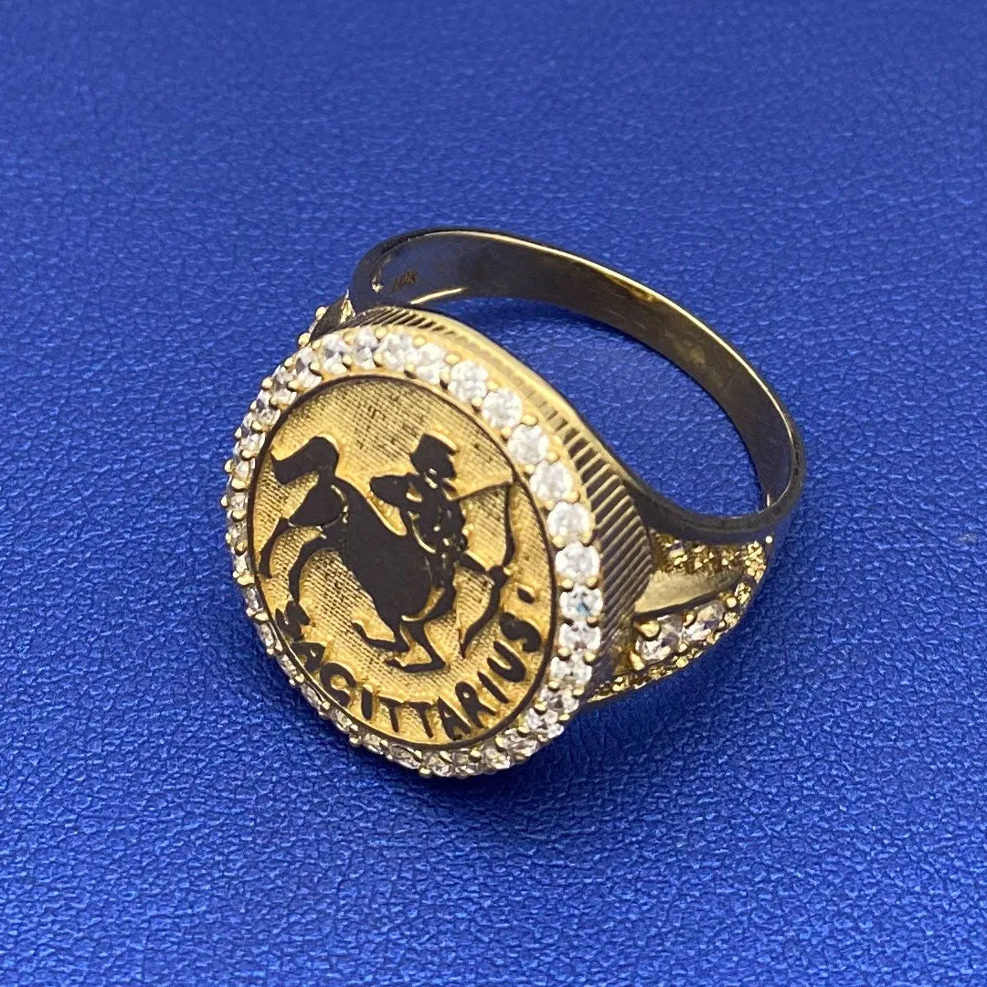 10k CZ Horoscope Zodiac Oval Ring - SAGITTARIUS