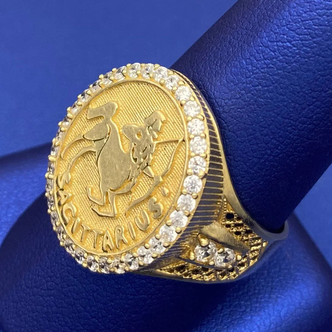 10k CZ Horoscope Zodiac Oval Ring - SAGITTARIUS