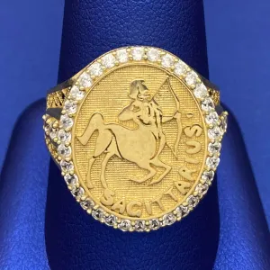 10k CZ Horoscope Zodiac Oval Ring - SAGITTARIUS