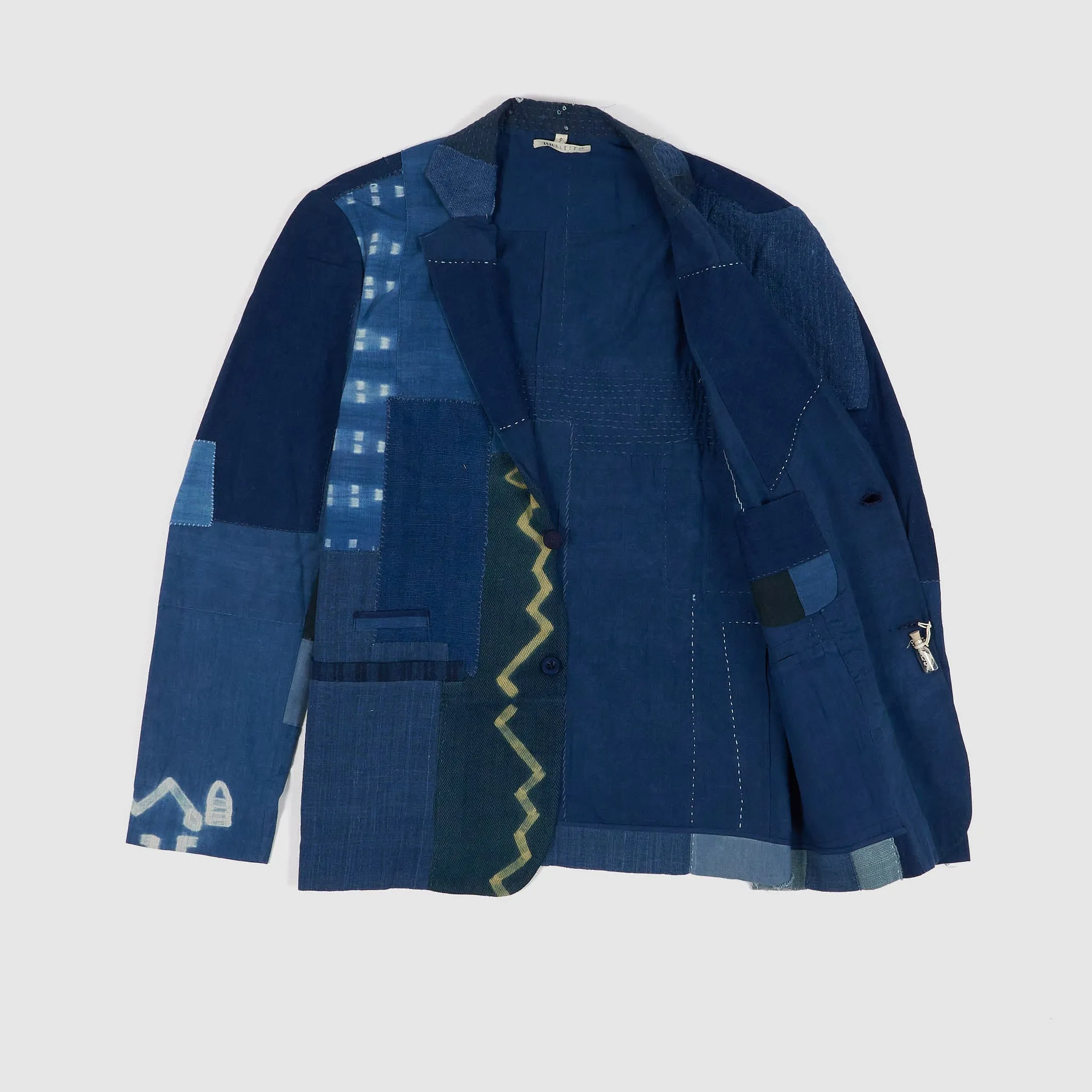 11.11 / eleven eleven Handwoven Indigo Dyed Patchwork Blazer
