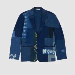 11.11 / eleven eleven Handwoven Indigo Dyed Patchwork Blazer