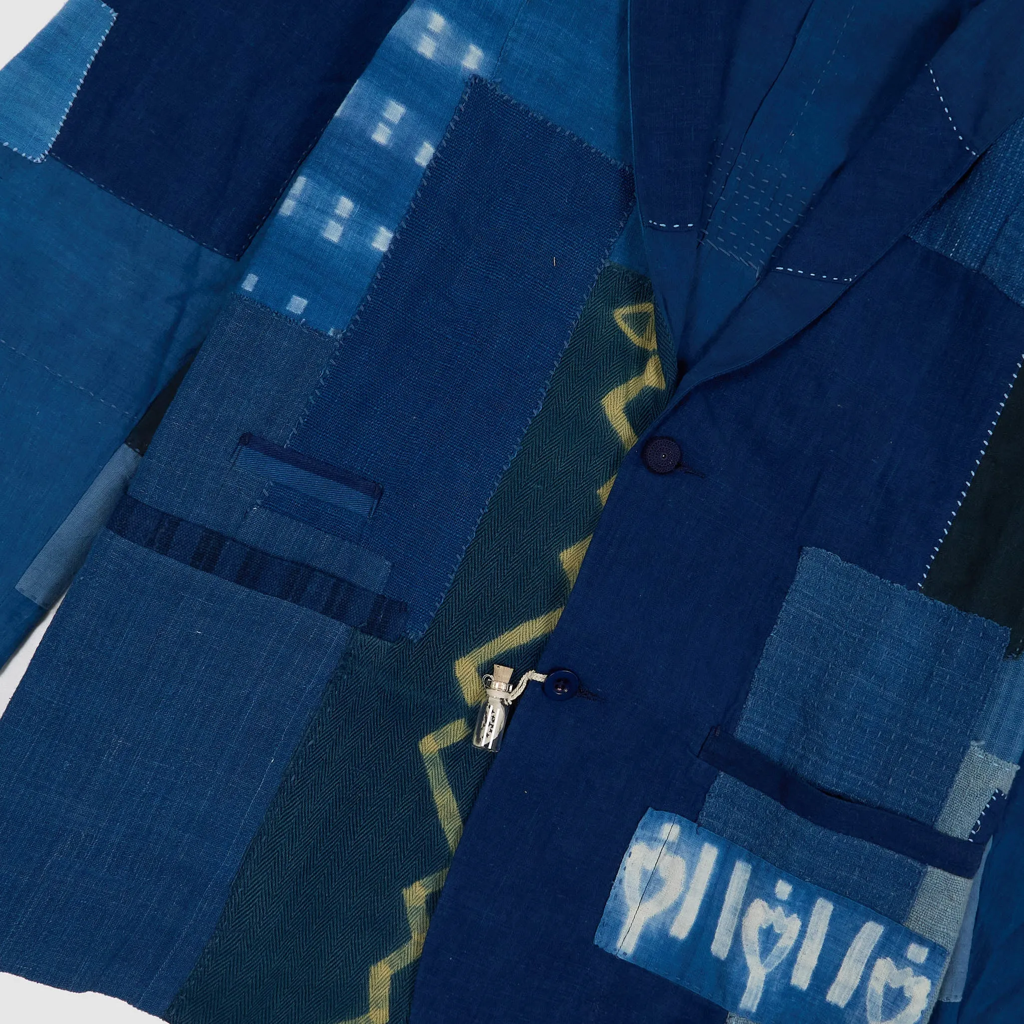 11.11 / eleven eleven Handwoven Indigo Dyed Patchwork Blazer