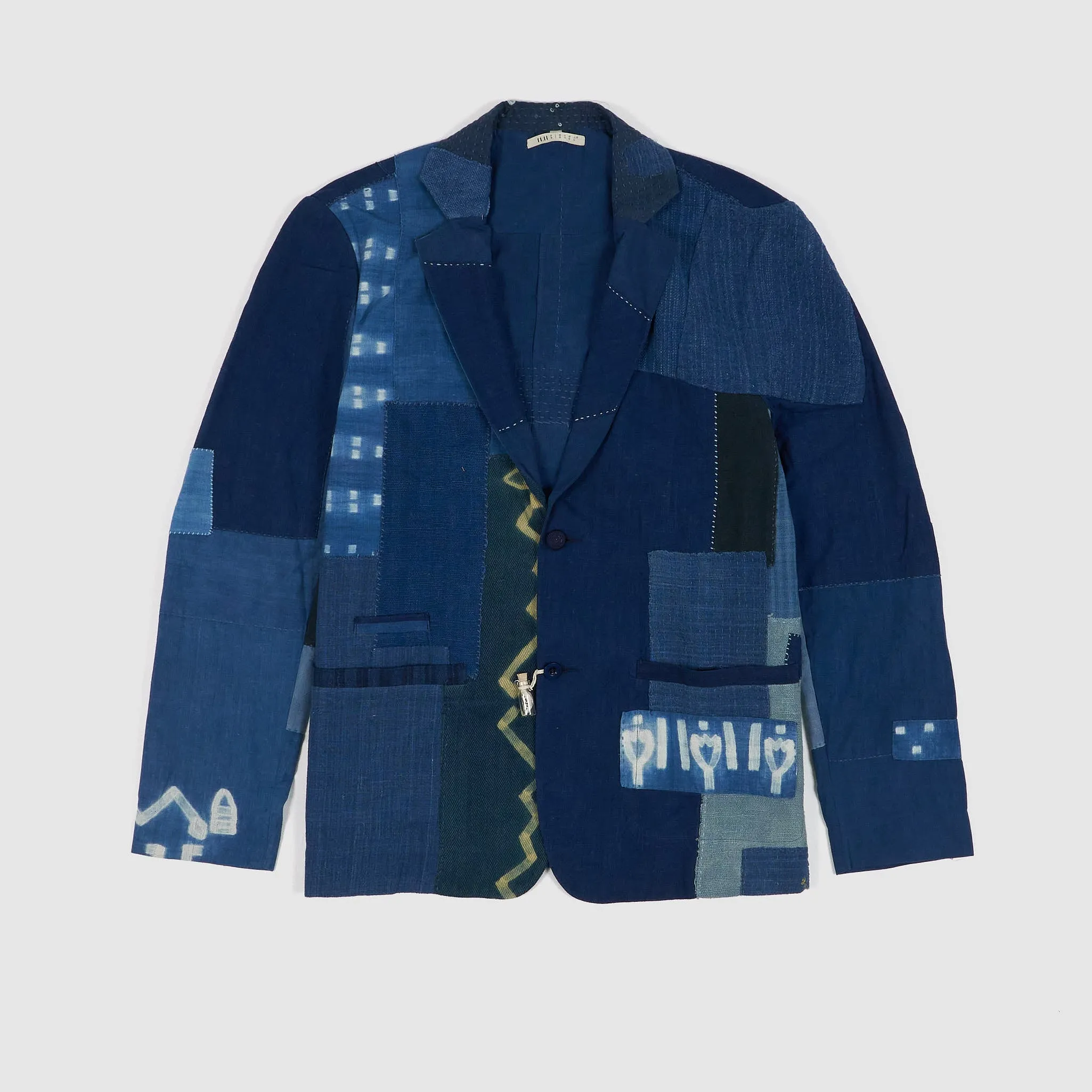 11.11 / eleven eleven Handwoven Indigo Dyed Patchwork Blazer