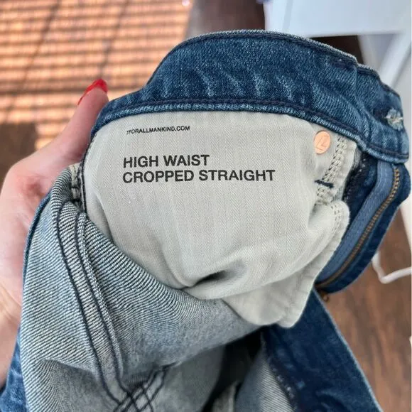 7 for all Mankind High Waist Cropped Straight Jeans Size 28 Blue