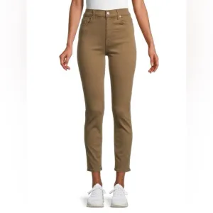 7 FOR ALL MANKIND Moss Green High-Rise Ankle Skinny Jeans