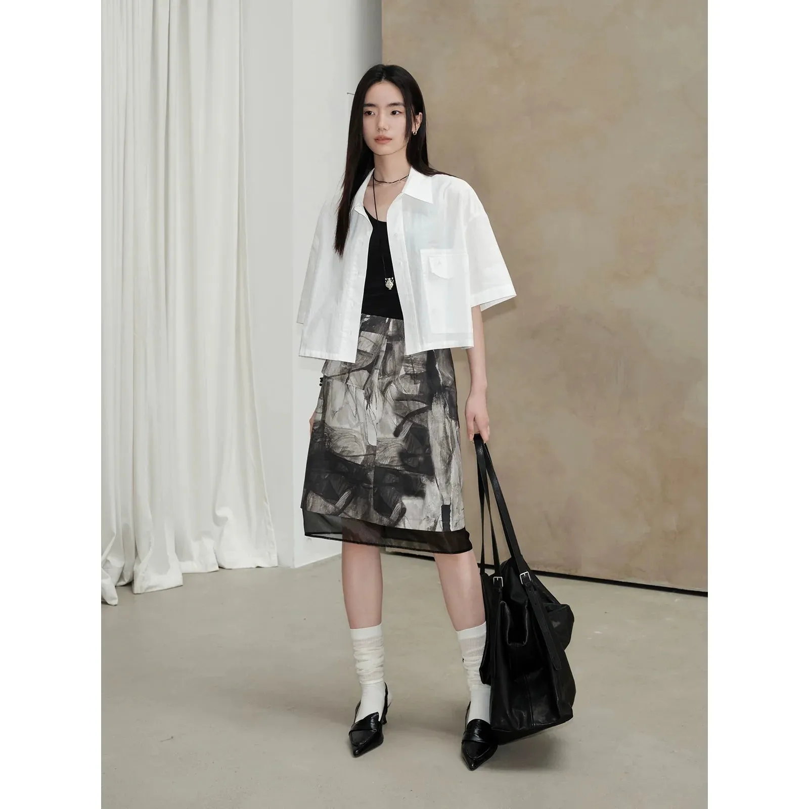 Abstract Patterned Midi Skirt