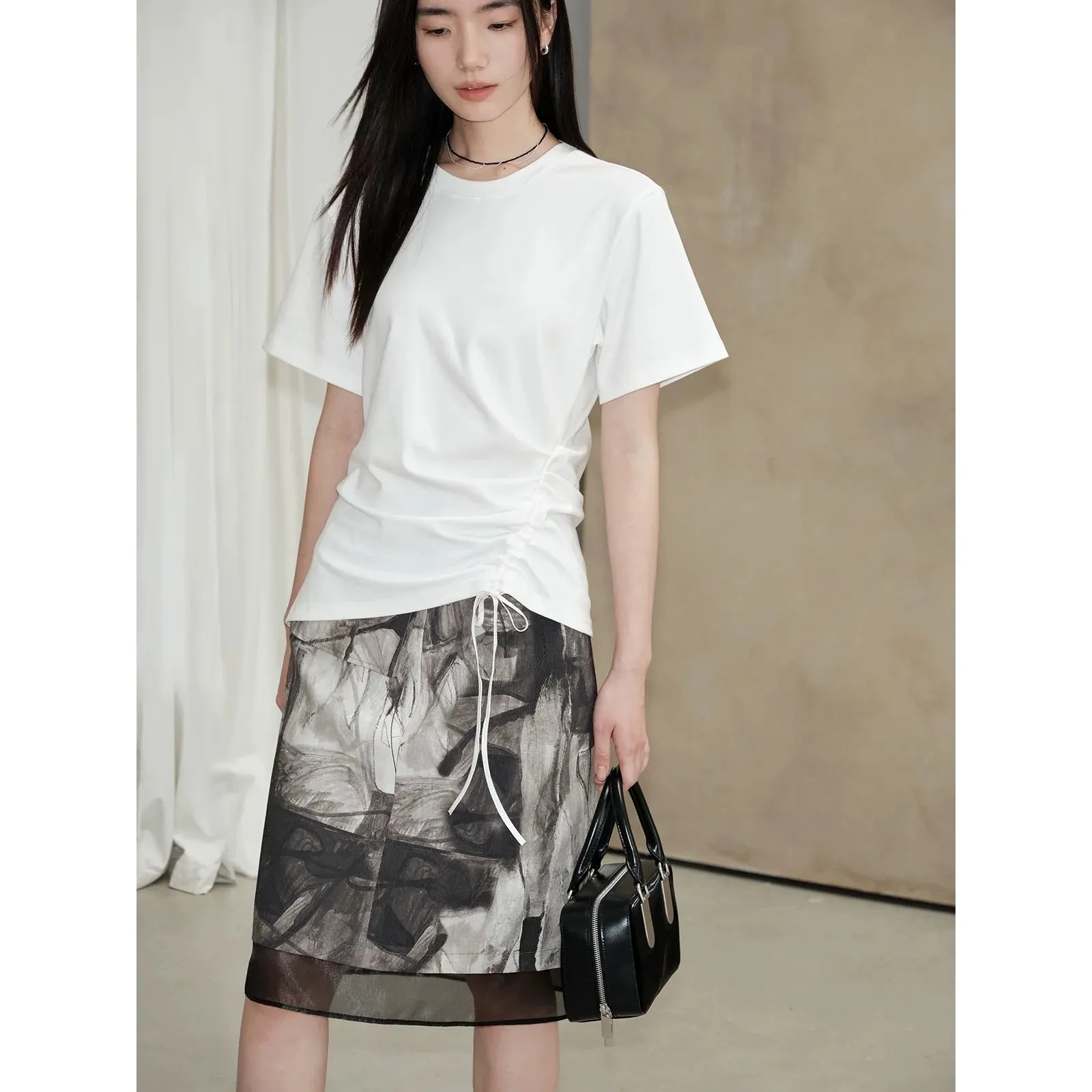 Abstract Patterned Midi Skirt