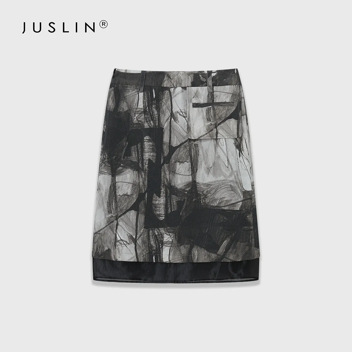 Abstract Patterned Midi Skirt