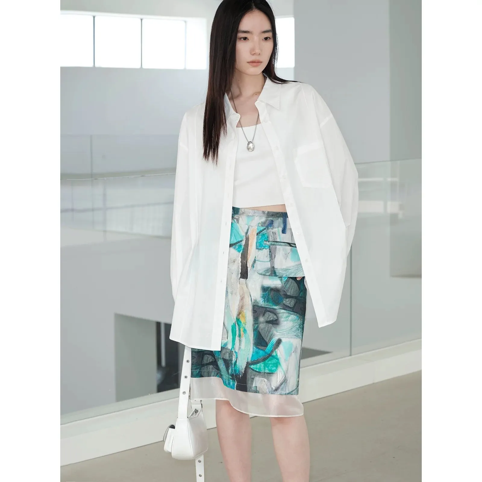 Abstract Patterned Midi Skirt