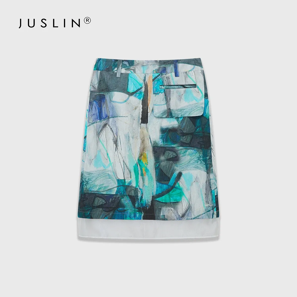 Abstract Patterned Midi Skirt