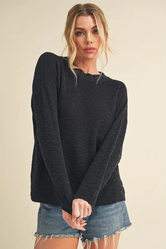 Aemi   Co Round Neck Drop Shoulder Knit Top