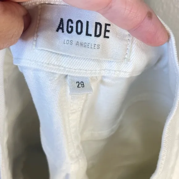 AGOLDE Riley High-Rise Straight Cropped Denim Jeans White Size 29‎