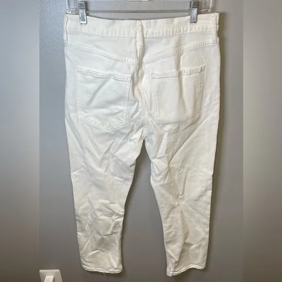 AGOLDE Riley High-Rise Straight Cropped Denim Jeans White Size 29‎