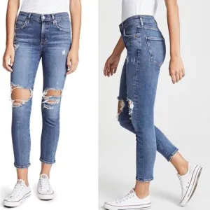 Agolde Sophie High Rise Skinny Crop Distressed Jeans in Spite Size 29