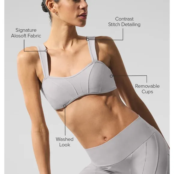 Alo yoga washed Alosoft sunray bra grey sky wash
