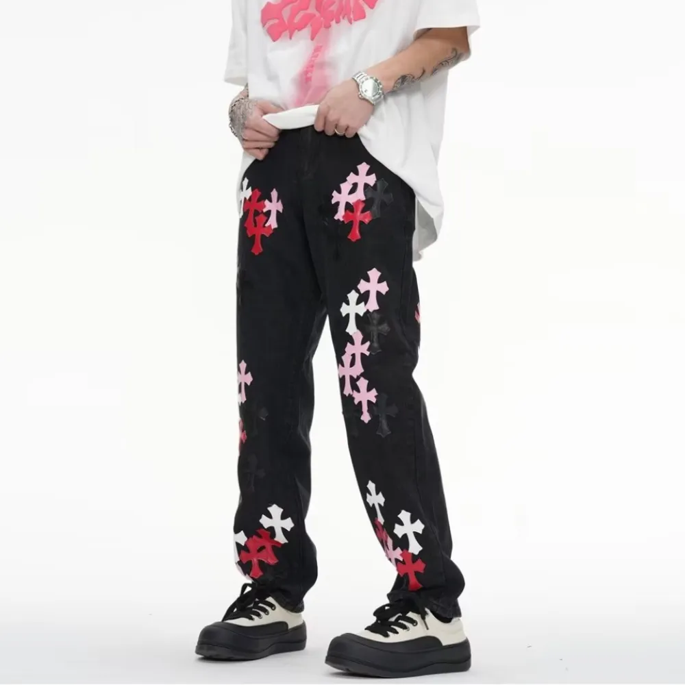 American High Street Leather Cross Wash Jeans
