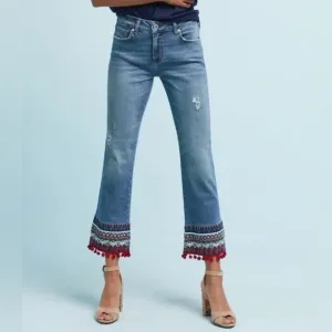 Anthropologie Pilcro Embroidered Cropped Jeans 27