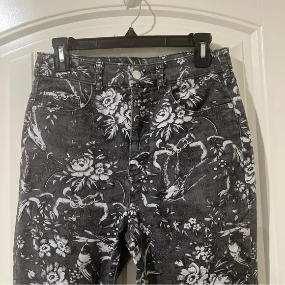 Anthropologie Pilcro The High Rise Cigarette Floral Straight Jeans Sz 28 NWOT