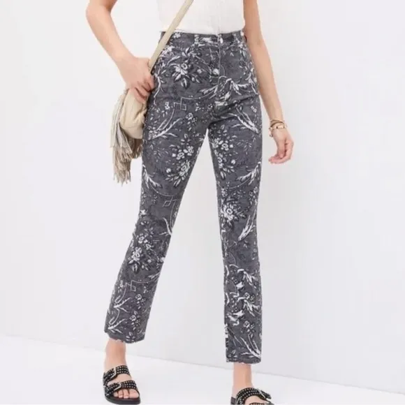 Anthropologie Pilcro The High Rise Cigarette Floral Straight Jeans Sz 28 NWOT
