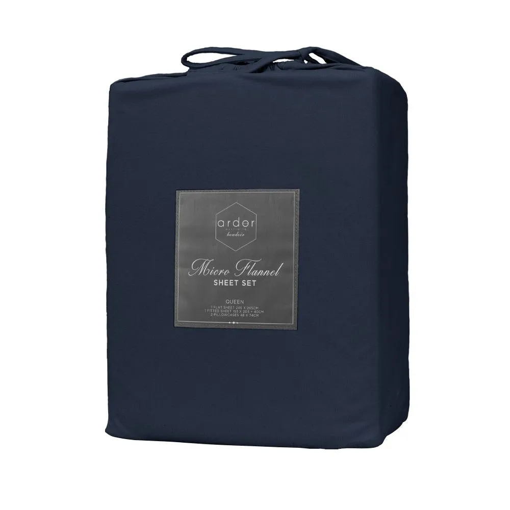 ARDOR BOUDIOR "Micro Flannel" SHEET SET - NAVY