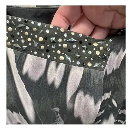 Artelier Nicole Miller 100% Silk Studded Waist Skirt NWT Size M