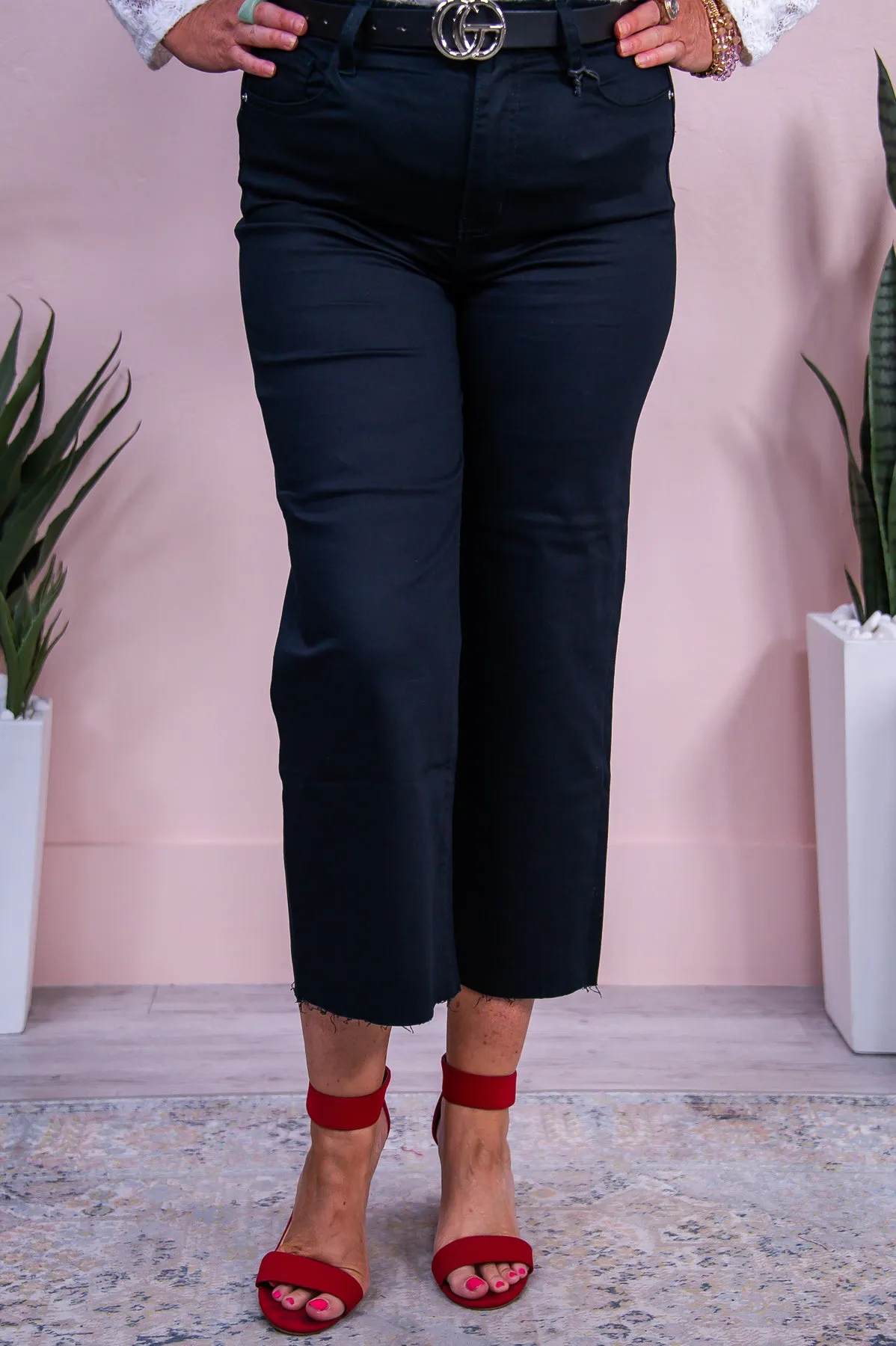 Ashlynn Black Solid Denim Cropped Jeans - K1177BK