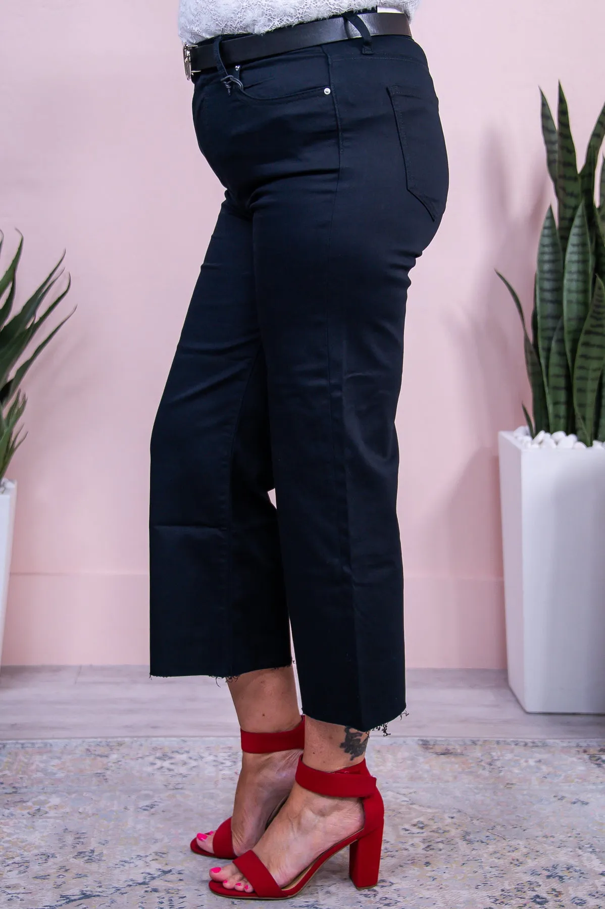 Ashlynn Black Solid Denim Cropped Jeans - K1177BK