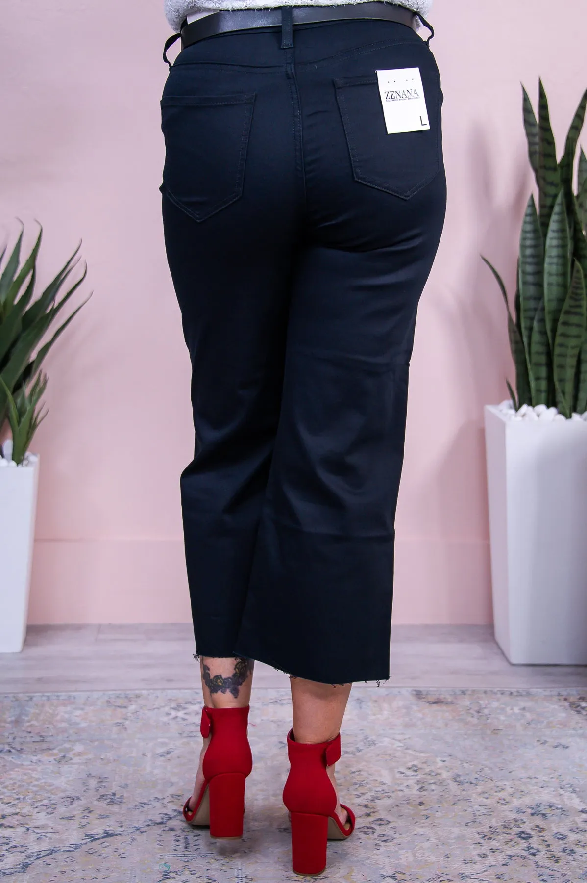 Ashlynn Black Solid Denim Cropped Jeans - K1177BK