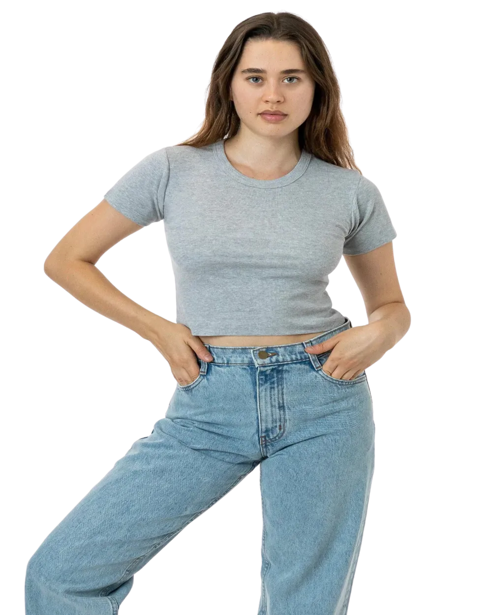 BABY RIB SHORT SLEEVE CROP TEE