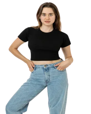 BABY RIB SHORT SLEEVE CROP TEE