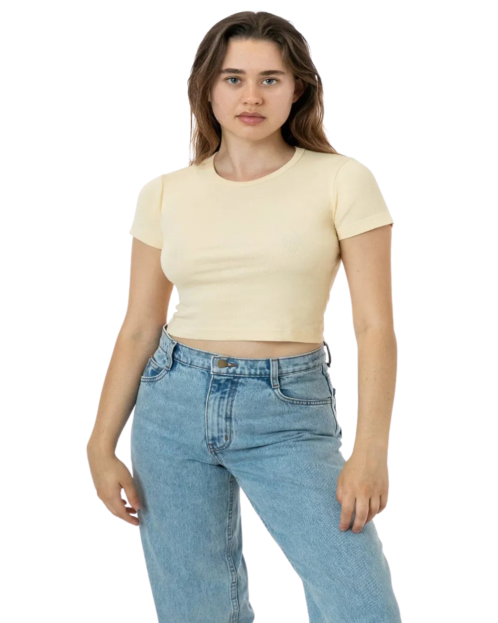 BABY RIB SHORT SLEEVE CROP TEE
