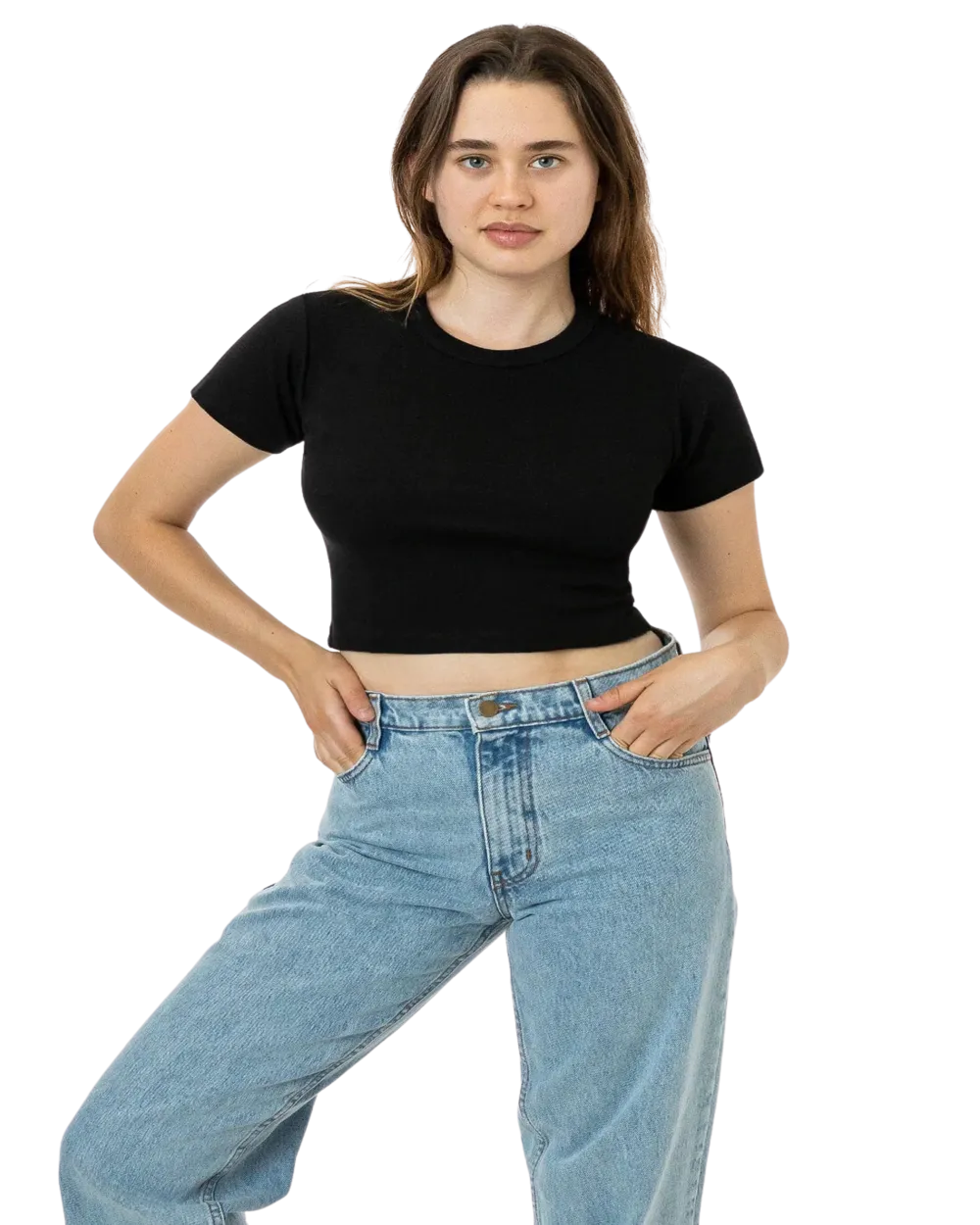 BABY RIB SHORT SLEEVE CROP TEE