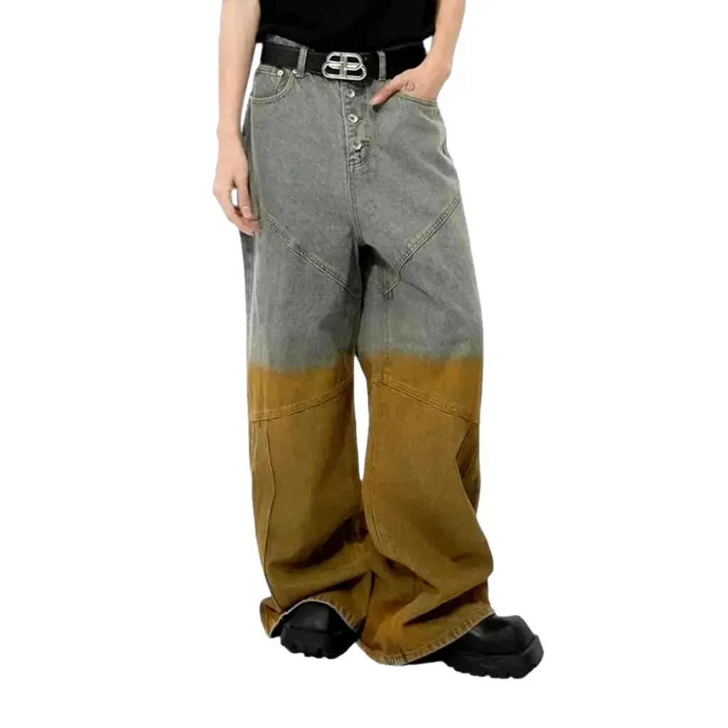 Baggy fit fashion dip men's jeans