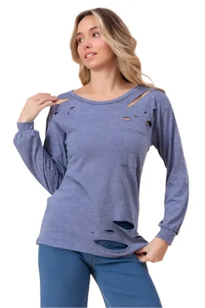 BiBi Triblend with Laser Cut Detailed T-Shirt