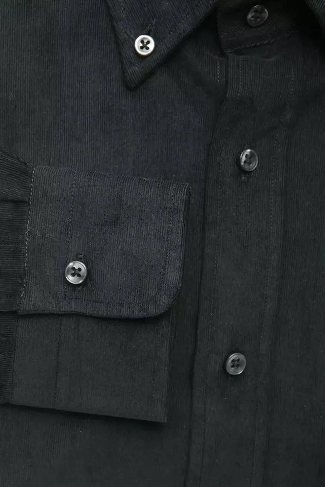 Black Cotton Men Shirt