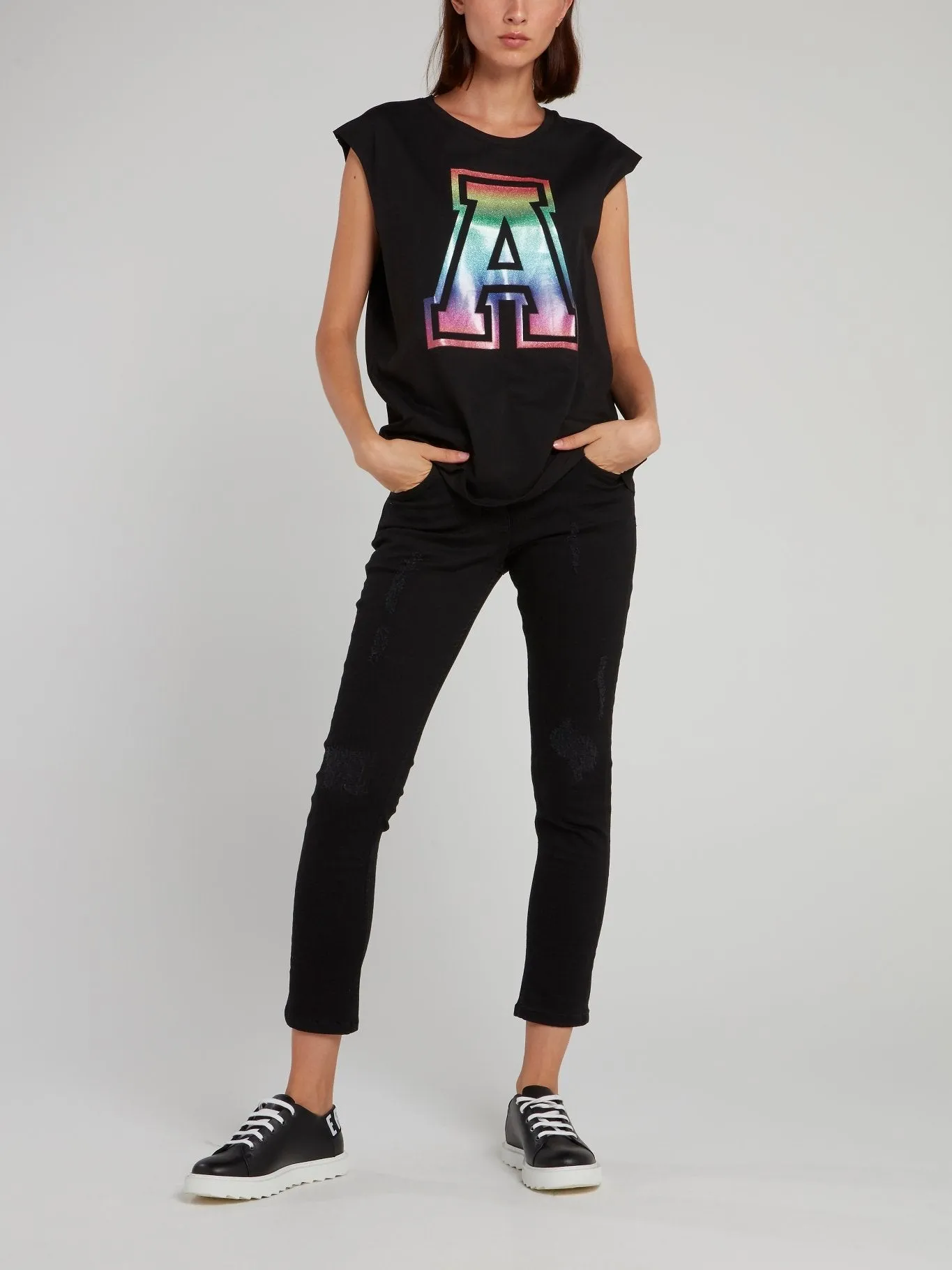 Black Cut Off Tank Top
