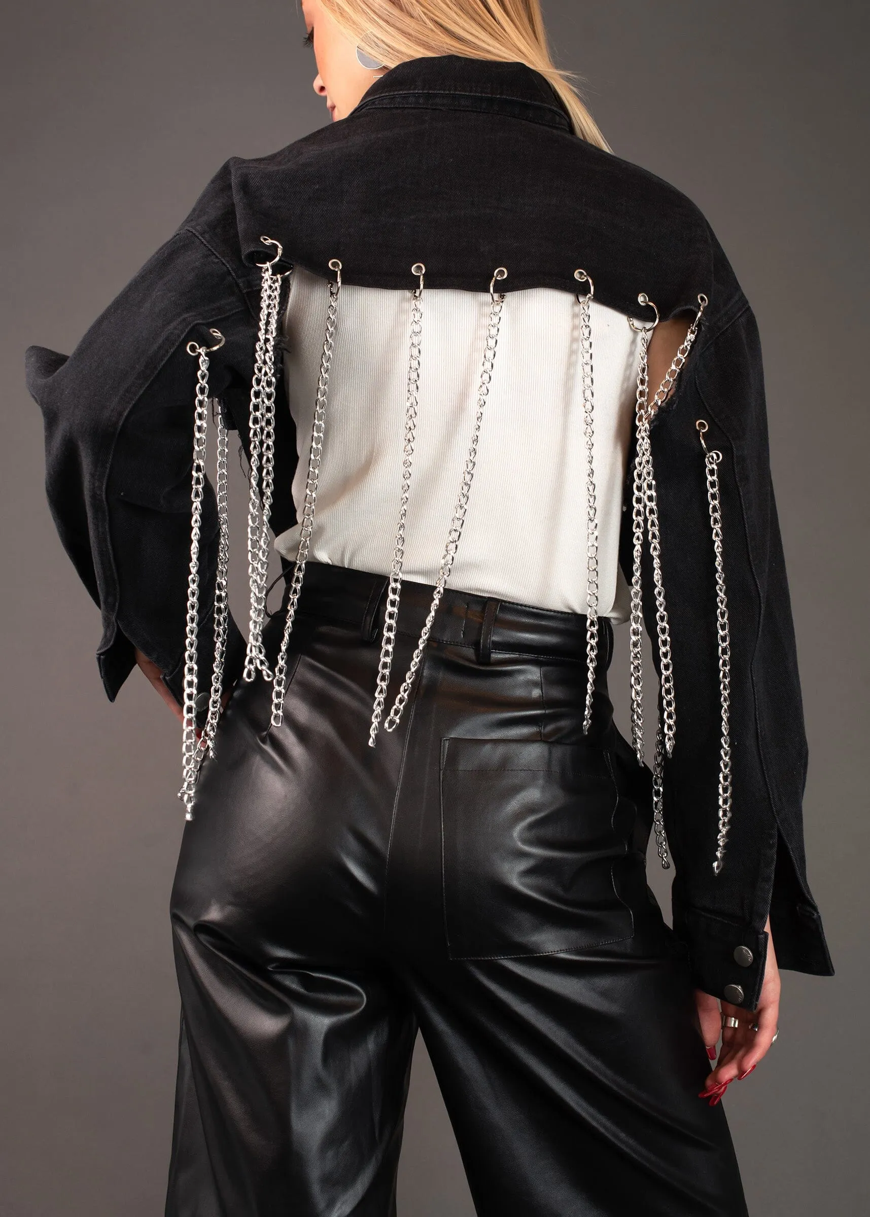 Black Denim Chain Shrug