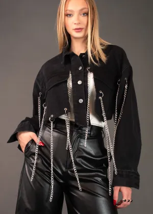 Black Denim Chain Shrug