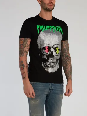 Black Rhinestone Skull T-Shirt