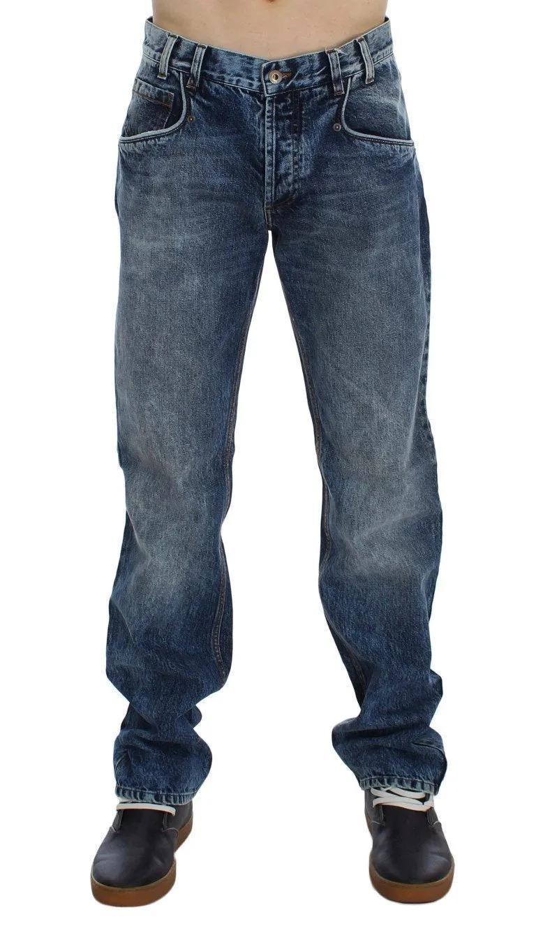 Blue Wash Cotton Denim Regular Fit Jeans