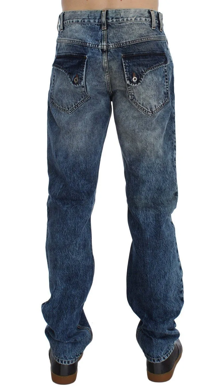 Blue Wash Cotton Denim Regular Fit Jeans