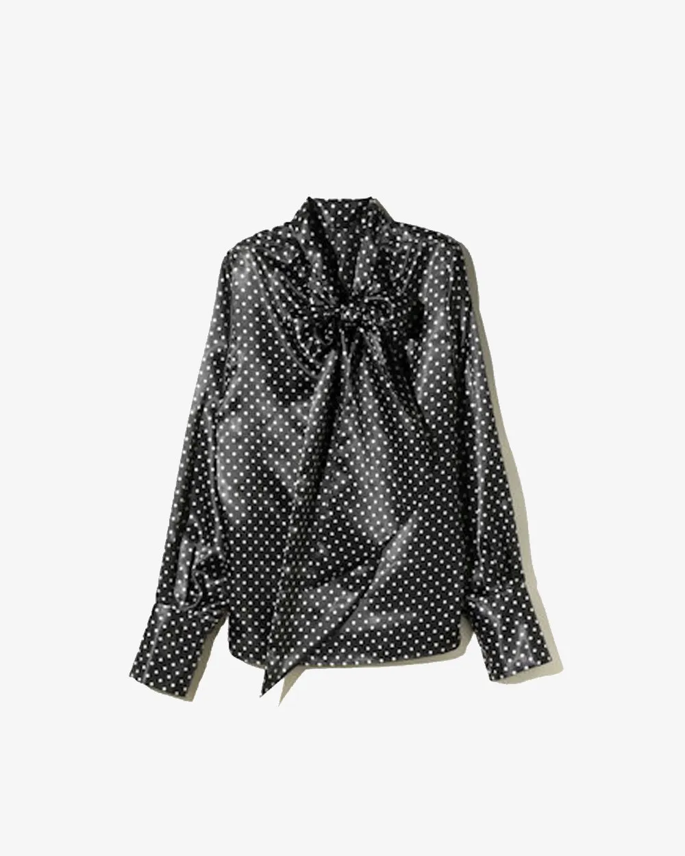 Bow Blouse - Polka Dots Sateen - Black