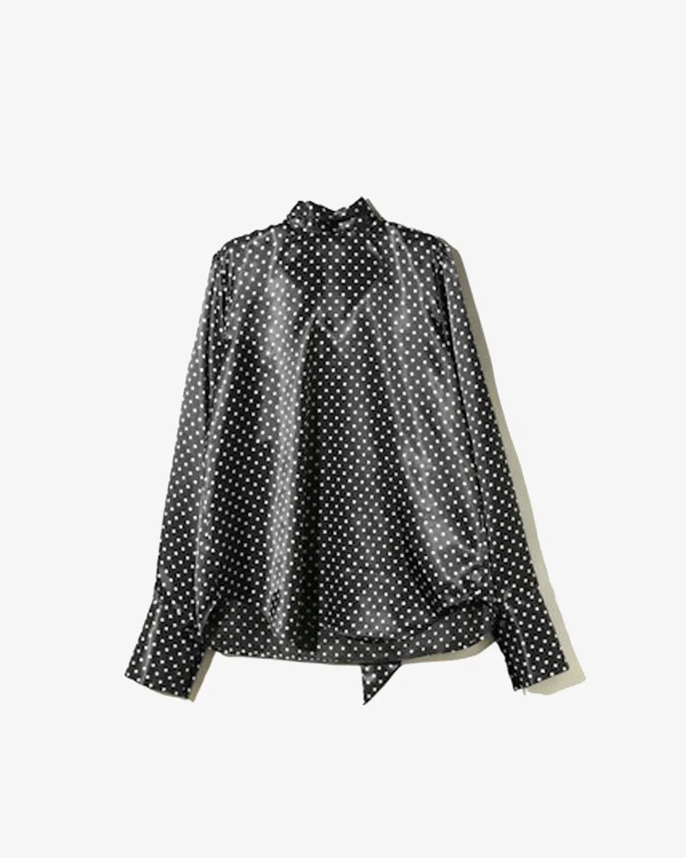 Bow Blouse - Polka Dots Sateen - Black