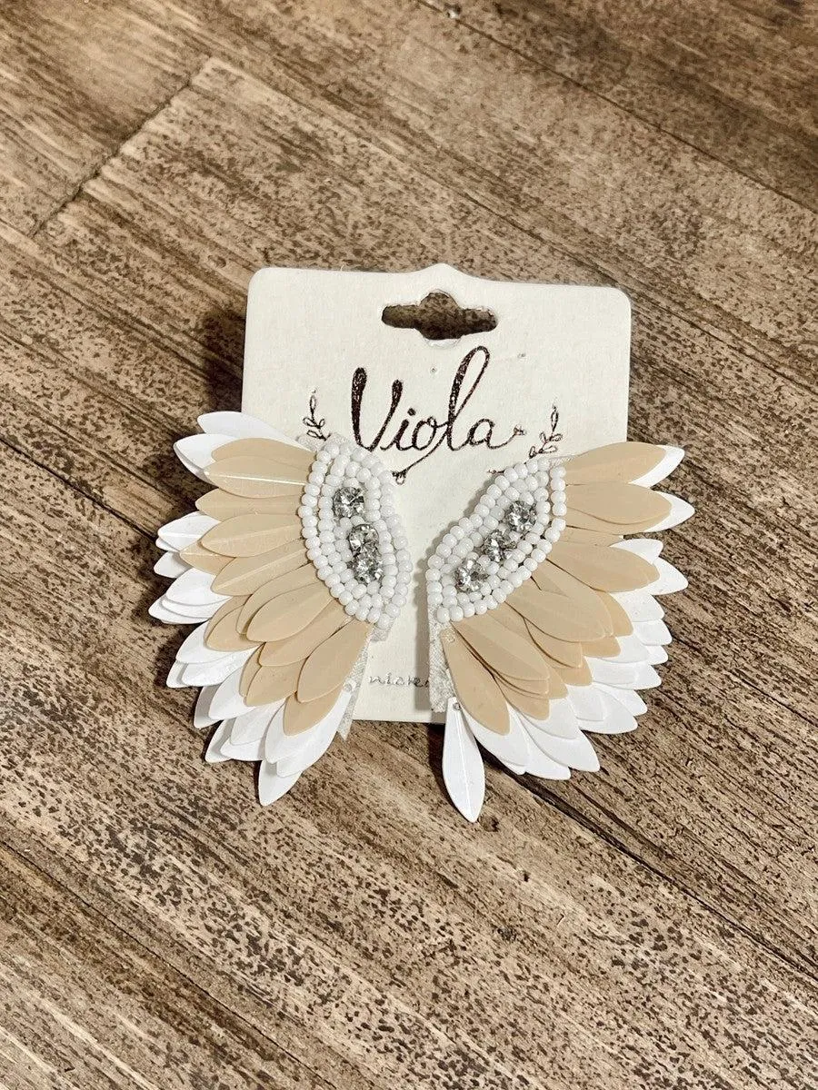 Bridal Feather & Beaded Earrings