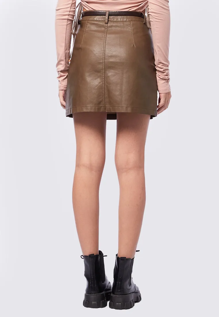 Brown Leather Skirt