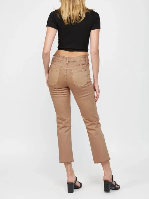 Brown Mid-Rise Straight Slit Leg Jean