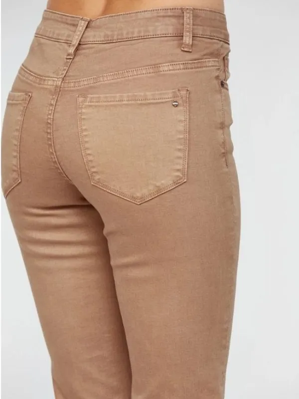 Brown Mid-Rise Straight Slit Leg Jean