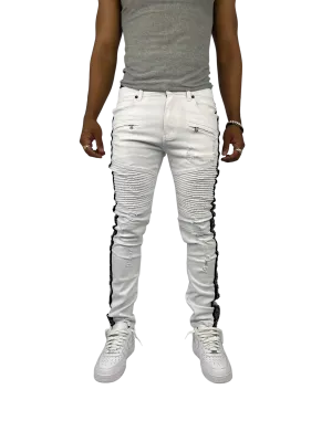 BTP221159: Moto Rhinestone Stripe Jeans (Skinny Fit)