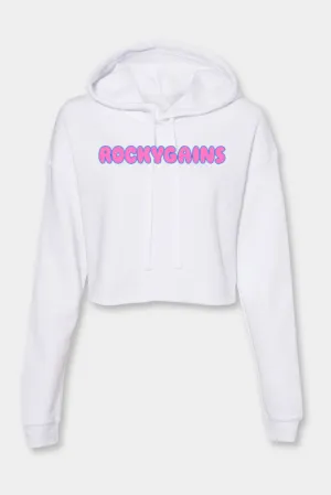 Bubble Gum Cropped Fleece Hoodie - White